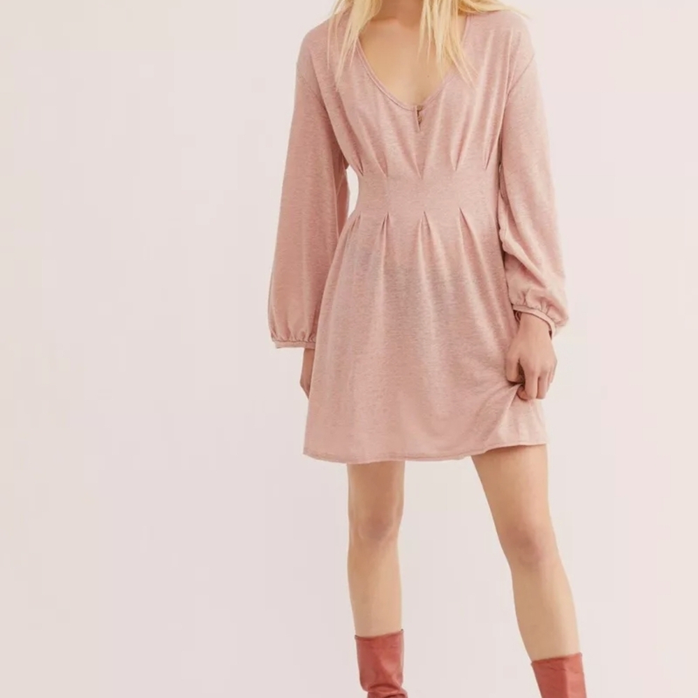 Free People FP BEACH PAPAYA PULLOVER MINI SHIRT DRESS TUNIC